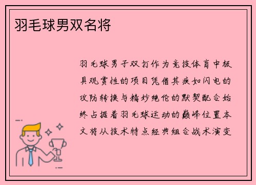 羽毛球男双名将